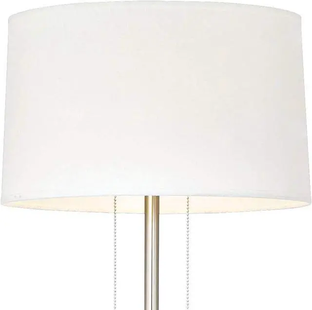 Alt view image 3 of 7 - Possini Euro Design Simplicity Modern Minimalist Floor Standing Lamp 59" Tall Brushed Nickel Silver Metal Off White Tapered Drum Shade Decor for Living Room Reading House Bedroom Home