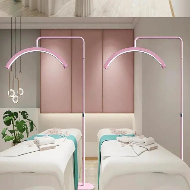 Alt view image 4 of 7 - Bling Half Moon Lash Light | Dimmable LED Diamond Esthetician Light for Eyelash Techs - LED Floor Lash Lamp with Adjustable Height, Touch Control & Stable Base | Warm & Cool Tones | Hot Pink