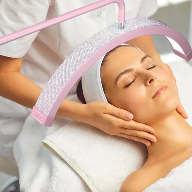 Alt view image 5 of 7 - Bling Half Moon Lash Light | Dimmable LED Diamond Esthetician Light for Eyelash Techs - LED Floor Lash Lamp with Adjustable Height, Touch Control & Stable Base | Warm & Cool Tones | Hot Pink