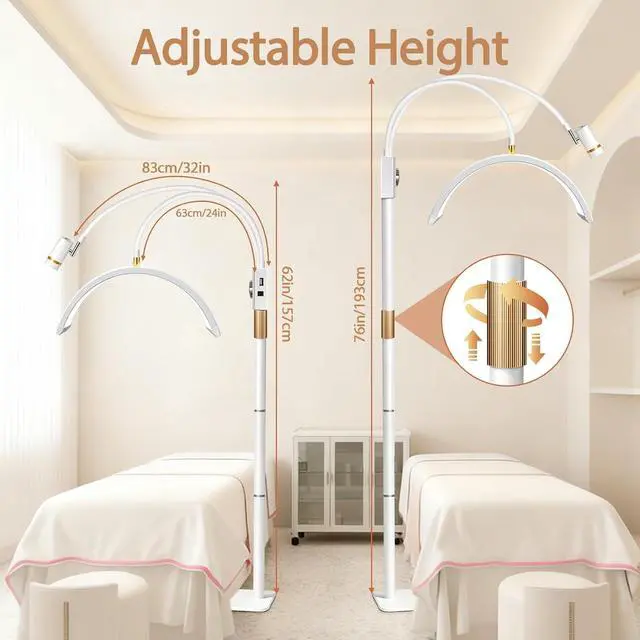 Alt view image 5 of 7 - Half Moon Lash Light for Lash Tech, 3-in-1 Professional Esthetician Light with UV Lash Lamp & Phone Holder, Adjustable Height&Brightness for Tattoo,Nail Art,Skincare,Salon,Spa(White)