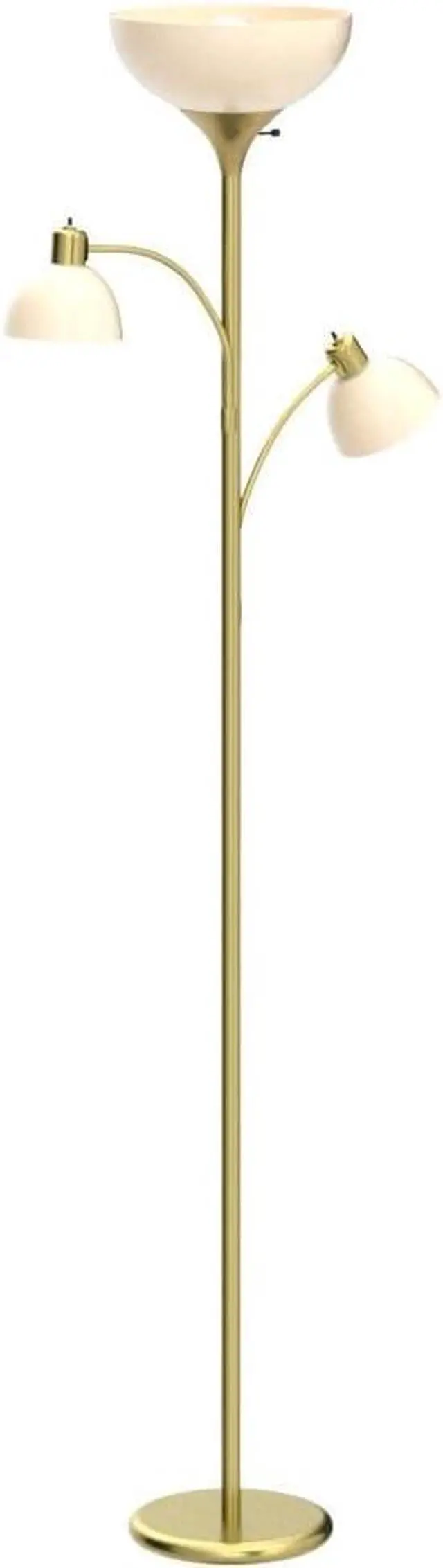 Alt view image 4 of 7 - Brightech Sky Dome Double LED Floor lamp, Torchiere Super Bright Floor Lamp with 2 Reading Lamps for Living Rooms & Offices - Dimmable Tall Standing Lamp for Bedroom Reading - Tall Brass Pole
