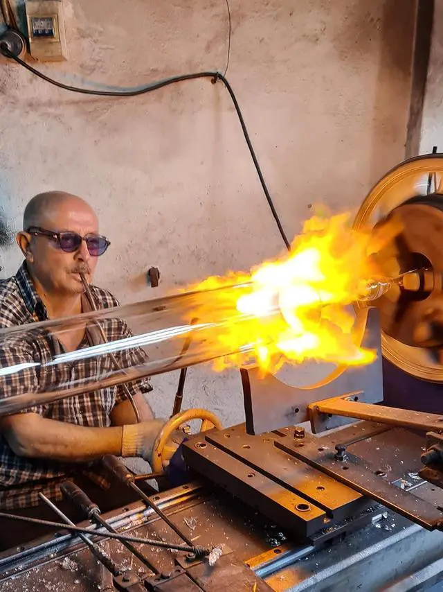 Alt view image 6 of 6 - DEMMEX Turkish Moroccan Ottoman Era Style Antique Vintage Standing Floor Lamp, Antique Brass Metal Body, Shatterproof Pyrex Glass, 5.5 ft -165cm