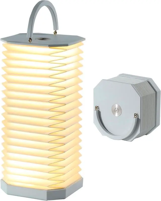 Alt view image 7 of 7 - Portable Paper Lamp,White Accordion Desk Lamp,Japanese Lanterns lamp for Home Decoration and Gift,Dimmable Bedside Lamp,1200mAh USB Powered Night Light for Bedroom,Office,Reading