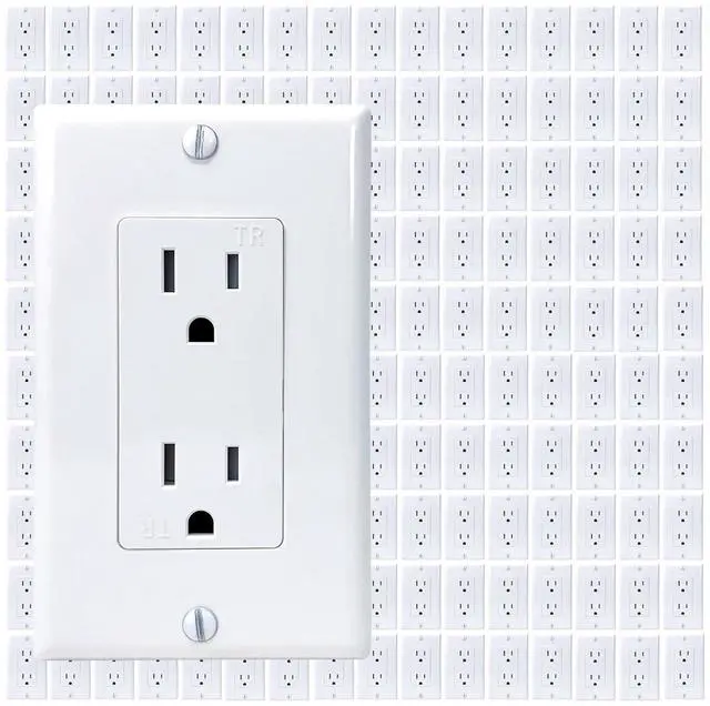 Main image of [160-Pack] PROCURU Wholesale 15 Amp Decorator Wall Outlet Receptacle, Tamper Resistant, with Wallplate Covers, 125V, White, UL Certified