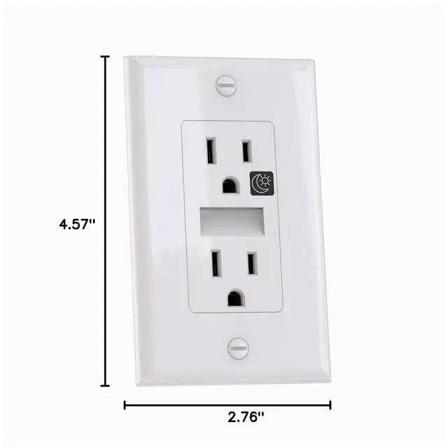 Alt view image 6 of 6 - SOZULAMP LED Night Light Outlet-Easy to Install,Nightlight Electrical Outlets,Standard Duplex Receptacle,15A 125V,2 Pole 3 Wire,Self Grounding,Outlet Covers Included (Glossy White,2 Pack)
