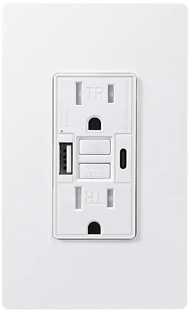 Main image of DEWENWILS GFCI Outlet 15 AMP, Outdoor GFCI Outlet with USB Ports 30S Self-Test with Indicator Light, Tamper-Resistant Standard Electrical Outlets, Screwless Wall Plate, Clamping Plate, ETL Listed