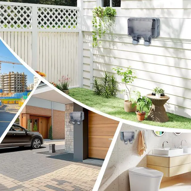 Alt view image 7 of 7 - STARELO Outdoor Power Outlet with 20FT Extension Cord, IP66 Waterproof Outdoor Wall Power Socket with Cover, 125V 15Amp 2-Gang Switched Wall Plug Socket Box with Switch On-Off and LED Indicator