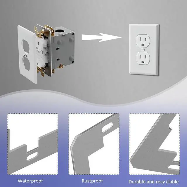 Alt view image 3 of 6 - Outlet Spacer,Flush Fit Device Leveling Plates for Wall Outlet Repair and Loose Electric outlets Fix,Self-Leveling Electrical Socket Extenders for Electrical Box and Switches