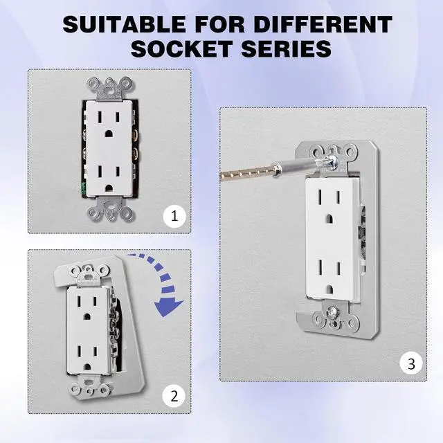 Alt view image 4 of 6 - Outlet Spacer,Flush Fit Device Leveling Plates for Wall Outlet Repair and Loose Electric outlets Fix,Self-Leveling Electrical Socket Extenders for Electrical Box and Switches