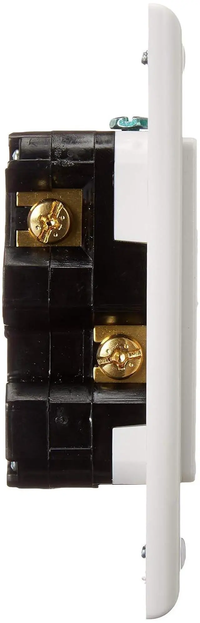 Alt view image 4 of 5 - Leviton 20 Amp, 125 Volt, Decora Plus Duplex Surge Suppressor Receptacle, Straight Blade, Industrial Grade, Surge with Indicator Light, 5380-W, White