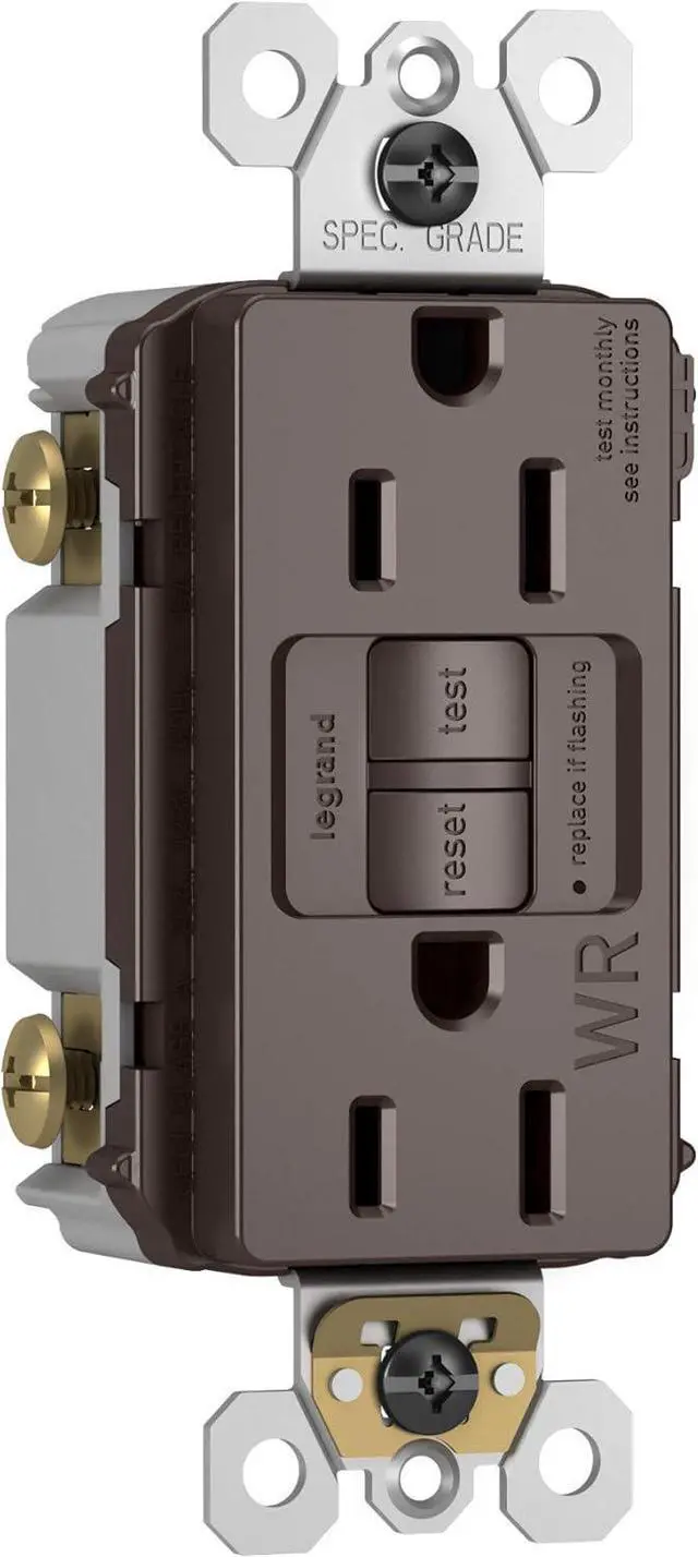 Alt view image 2 of 4 - Legrand radiant 1597TRWRBK 15 Amp Outdoor GFCI Self Test Tamper Resistant Weather Resistant Decorator Duplex Outlet, Black (1 Count)
