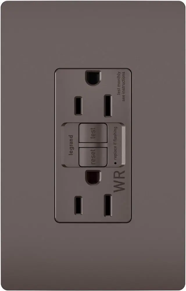 Alt view image 3 of 4 - Legrand radiant 1597TRWRBK 15 Amp Outdoor GFCI Self Test Tamper Resistant Weather Resistant Decorator Duplex Outlet, Black (1 Count)