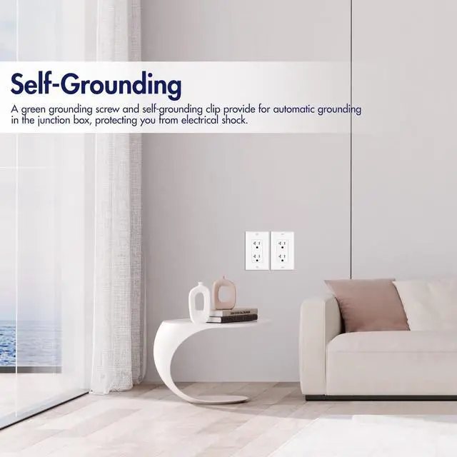 Alt view image 7 of 7 - Micmi 20A Decorator Receptacle Outlet, Tamper Resistant, Decorative Electrical Receptacle Outlet, 20Amp 125 Volt, Grounding with Wall Plate UL Listed (20Pack, Snow White, 20 Amp Outlet)