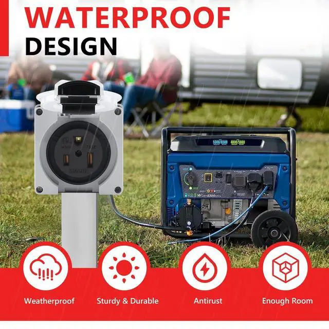 Alt view image 5 of 7 - Newdeli 50 amp Power Outlet Box NEMA 5-50R Receptacle 125V Weatherproof Dustproof Outdoor Receptacle Box for EV RV Electric Car Generators Welding Machines Plasma Cutter - ETL Listed