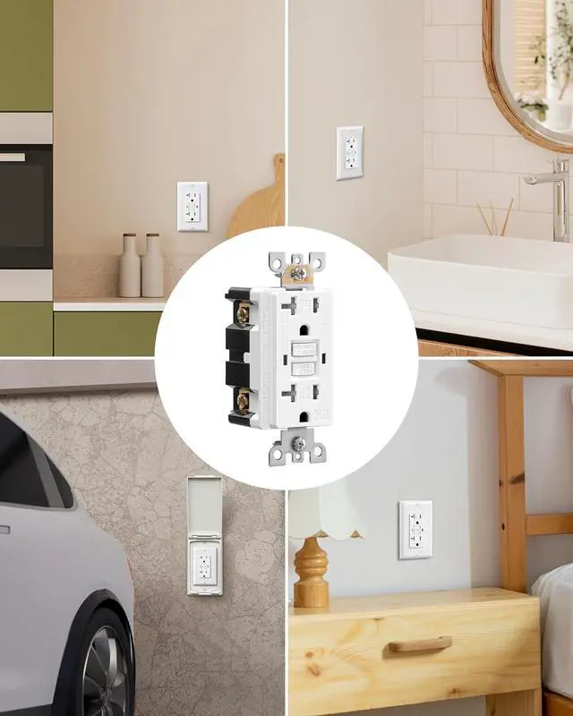 Alt view image 7 of 7 - DEWENWILS 10-Pack GFCI Outlet 20Amp, Outdoor Weather-Resistant(WR), Tamper-Resistant(TR), UL Listed, Gfi Self-Test, LED Indicator, Wallplate Included with Thinner Design, White