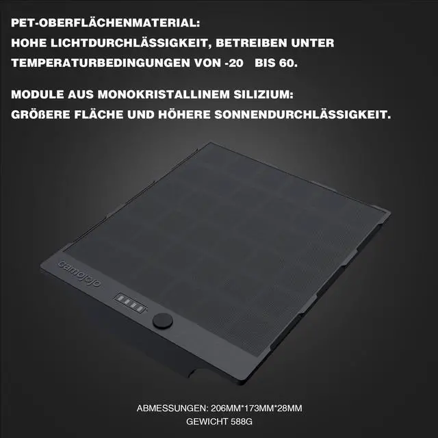 Alt view image 3 of 7 - Camojojo EnerG Solar Panel Portable for Trail Camera, Solar Charger Compatible with 6V / 12V Devices, 5000 mAh Rechargeable Li-ion Battery, up to 22% Convert Rate, IP66 Waterproof
