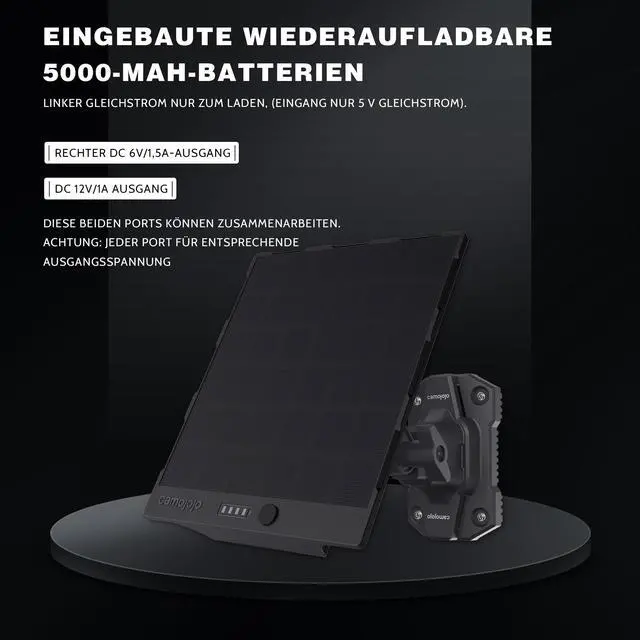 Alt view image 7 of 7 - Camojojo EnerG Solar Panel Portable for Trail Camera, Solar Charger Compatible with 6V / 12V Devices, 5000 mAh Rechargeable Li-ion Battery, up to 22% Convert Rate, IP66 Waterproof