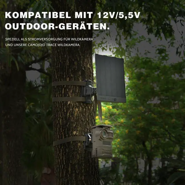 Alt view image 4 of 7 - Camojojo EnerG Solar Panel Portable for Trail Camera, Solar Charger Compatible with 6V / 12V Devices, 5000 mAh Rechargeable Li-ion Battery, up to 22% Convert Rate, IP66 Waterproof