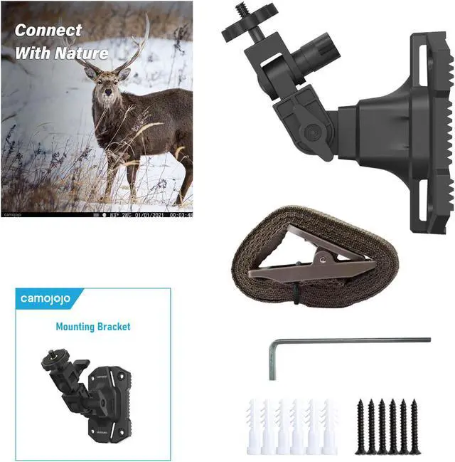 Alt view image 6 of 6 - Camojojo Trail Cameras Mounting Bracket with 1/4" -20 Threaded Insert 360°Rotating Adjustable Holder for Outdoor Hunting Gear Accessory, Game Camera Holder Monitor Stand Hunting Camera Kit