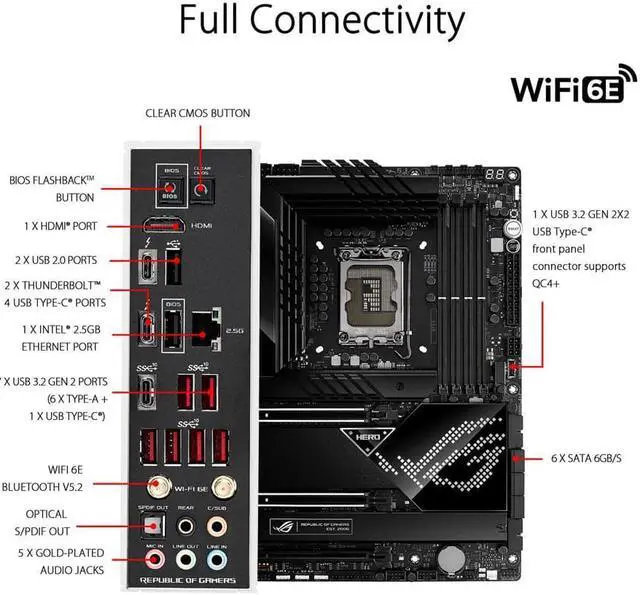 Alt view image 2 of 5 - ASUS ROG MAXIMUS Z690 HERO DDR5 Intel Z690 1700 LGA ATX Desktop Motherboard