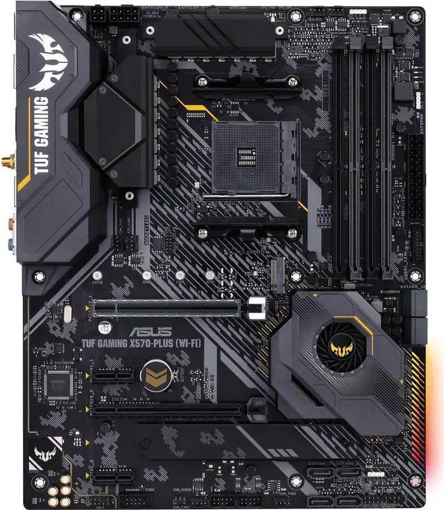 Alt view image 2 of 6 - ASUS TUF Gaming X570-Plus (Wi-Fi) ATX AM4 Motherboard with PCIe 4.0, Dual M.2, 12+2 with Dr. MOS Power Stage, HDMI, DP, SATA 6Gb/s, USB 3.2 Gen 2 and Aura Sync RGB Lighting