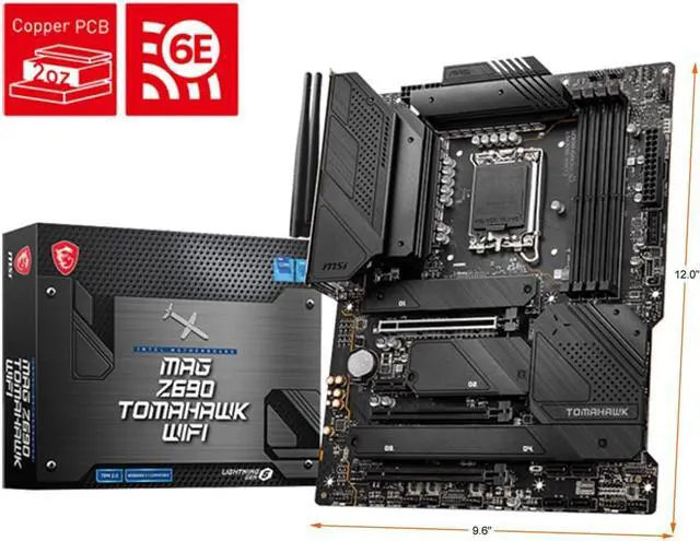 Alt view image 2 of 10 - MSI MAG Z690 TOMAHAWK WIFI LGA 1700 Intel Z690 SATA 6Gb/s DDR5 ATX Intel Motherboard