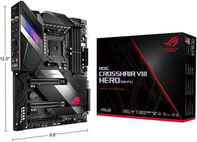 Alt view image 2 of 10 - ASUS AMD AM4 ROG X570 Crosshair VIII Hero (Wi-Fi) ATX Motherboard with PCIe 4.0, Dual M.2, SATA 6Gb/s, USB3.2 Gen 2, 2.5Gbps LAN, WiFi 6