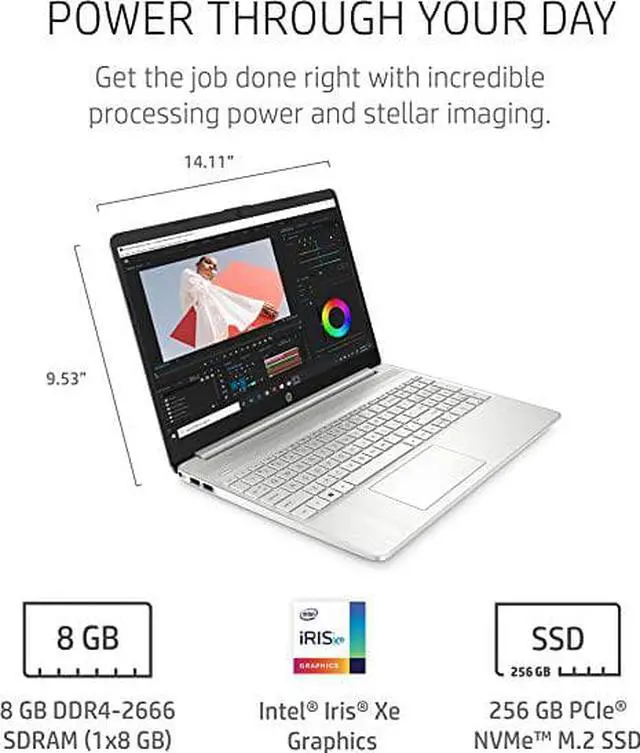 Alt view image 6 of 6 - HP Flagship 15 Laptop, 15.6" FHD (1920 x 1080), Intel Core i5-1135G7 4 cores, Intel Iris Xe Graphics, 16GB DDR4  256GB PCIe SSD, Bluetooth, HDMI, Windows 10 Pro
