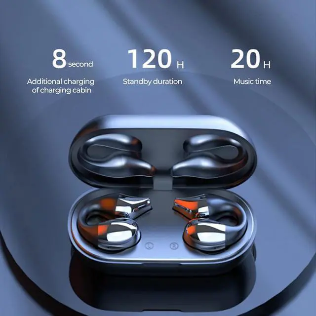 Alt view image 3 of 7 - eYotto Wireless Bluetooth Earphone Air Conduction Ear Headphones 5.3 Gaming Headphones for Kids Adult Gym Workout Sports iPhone Android
