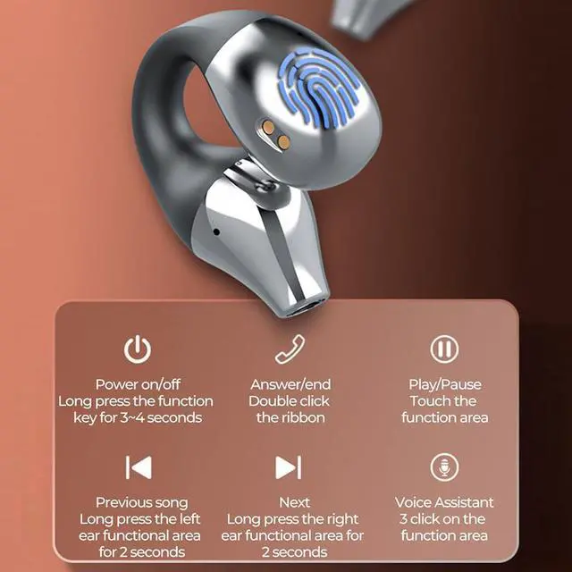 Alt view image 5 of 7 - eYotto Wireless Bluetooth Earphone Air Conduction Ear Headphones 5.3 Gaming Headphones for Kids Adult Gym Workout Sports iPhone Android
