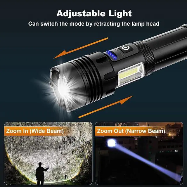 Alt view image 6 of 7 - eYotto LED Flashlight, 7 Lighting Modes Super Bright Handheld Flashlight, 1000000LM High Powered LED Flashlight for Outdoor Activies Search Work Camping Climbing