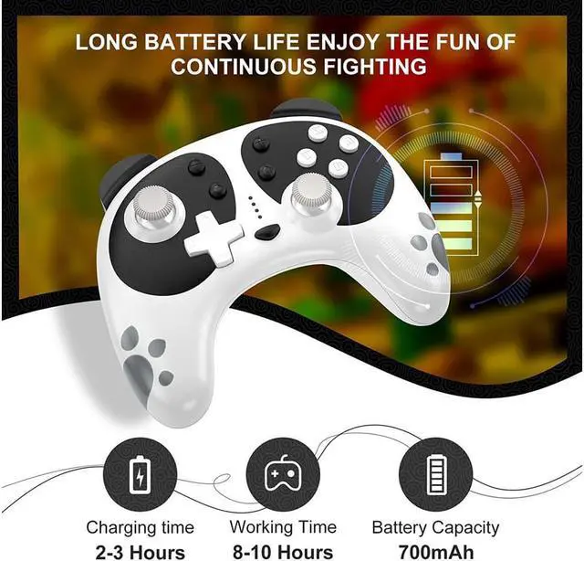 Alt view image 4 of 7 - Wireless Pro Controller for Nintendo Switch, STOGA Panda Switch Controller with NFC Wake-up Function, Compatible with Switch Lite/PC, Support Motion Control Turbo Vibration 2021 New