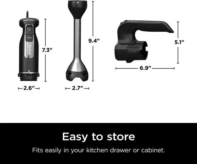 Alt view image 4 of 6 - Ninja Foodi Power Mixer System, Black Immersion Blender and Hand-Mixer Combo, CI100