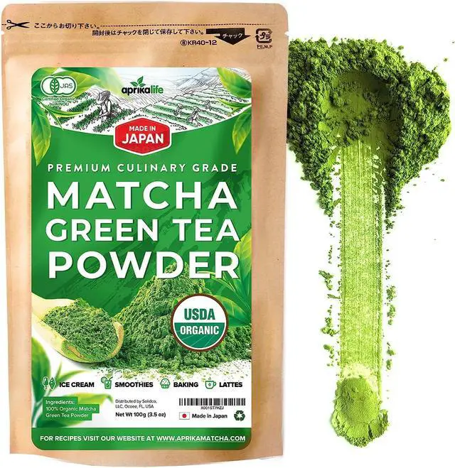 Main image of Organic Matcha Green Tea Powder  Authentic Japanese Matcha Powder - Best for Delicious Matcha Latte - Unsweetened Matcha Tea Powder from Japan - Green Tea Matcha Powder - 3.5oz (100g) - by AprikaLife