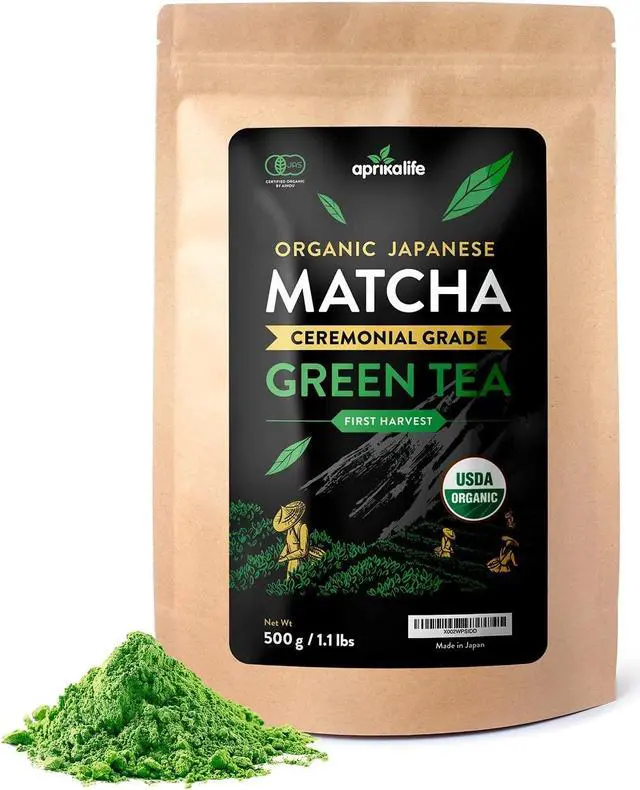 Main image of Premium Matcha Green Tea Powder - Organic Japanese Origin Ceremonial Grade Matcha - First Harvest from Japan - [1.1 lbs] - Japanese Macha Tea - by AprikaLife