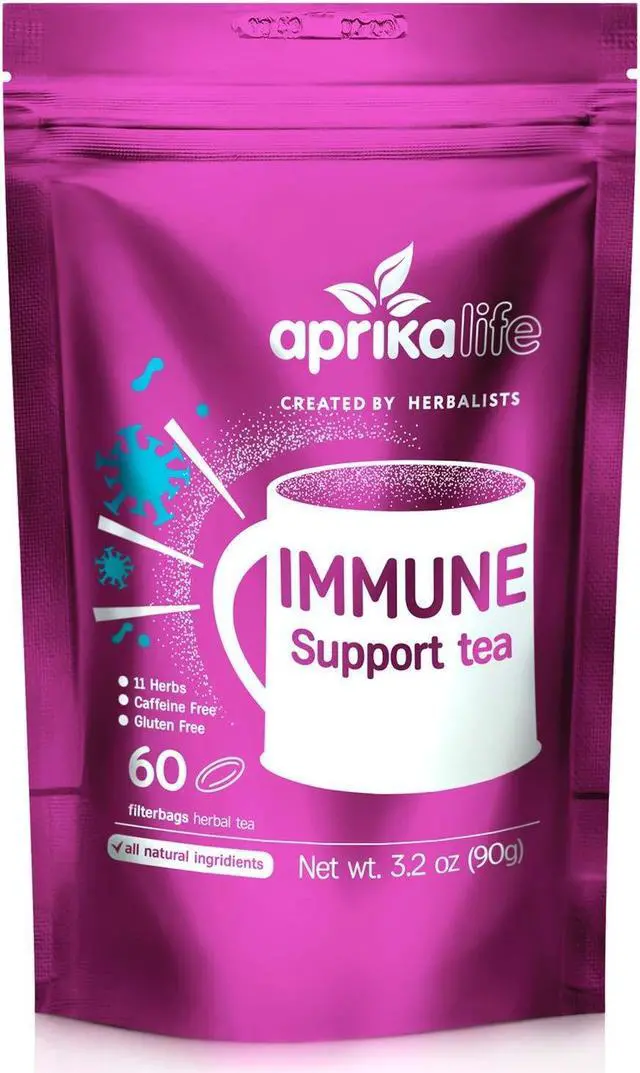 Main image of Aprika Life  Immune Support Tea with Soothing, Delicious Lemon Balm, Peppermint, Rose Hips, Chamomile, Lavender, Lemongrass. Rich in Vitamins & Antioxidants - 60 Bags