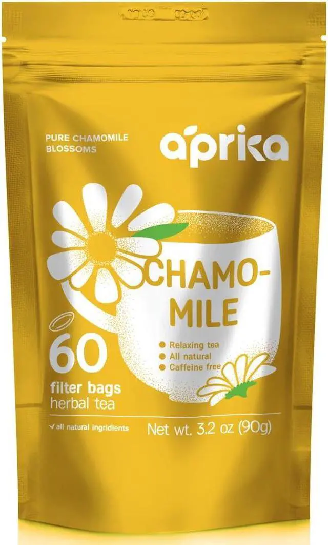 Main image of 100% Pure Chamomile Tea - Only Flowers without Stems, Chamomile Tea Bags Caffeine Free, 60 count, Calming Tea Chamomile by Aprika Life