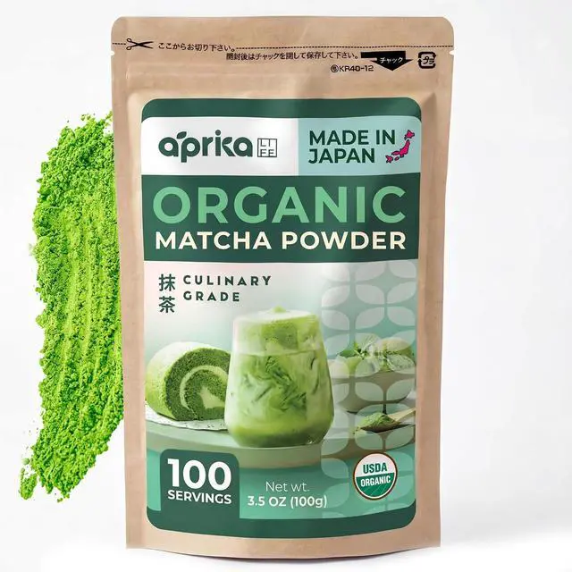 Main image of Matcha Powder for Latte, Smoothies and Recipes, Organic Japanese Matcha Powder, Culinary Grade Green Tea Powder 3.5 oz/100g - USDA & JAS Organic by Aprika Life