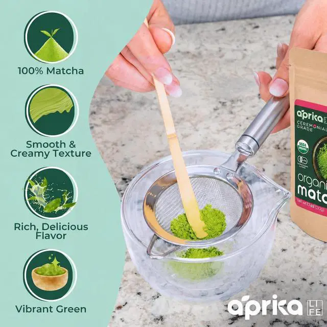 Alt view image 5 of 7 - AprikaLife Organic Matcha Powder, USDA & JAS Certified, No Sugar Added, Authentic Japanese Ceremonial Grade Matcha Green Tea Powder, 1.05 oz/30g