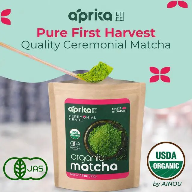 Alt view image 2 of 7 - AprikaLife Organic Matcha Powder, USDA & JAS Certified, No Sugar Added, Authentic Japanese Ceremonial Grade Matcha Green Tea Powder, 1.05 oz/30g