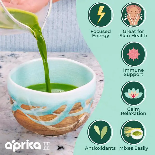 Alt view image 6 of 7 - AprikaLife Organic Matcha Powder, USDA & JAS Certified, No Sugar Added, Authentic Japanese Ceremonial Grade Matcha Green Tea Powder, 1.05 oz/30g