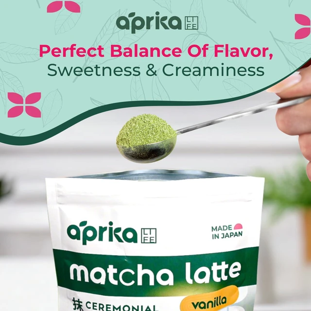 Alt view image 3 of 7 - AprikaLife Sweet Matcha Latte Mix - 1st Harvest Ceremonial Grade - 6.4 oz
Japanese Ceremonial Grade Matcha Latte Powder, Natural Vanilla Flavor. Mix with Milk for Hot & Iced Lattes. Barista Style.
