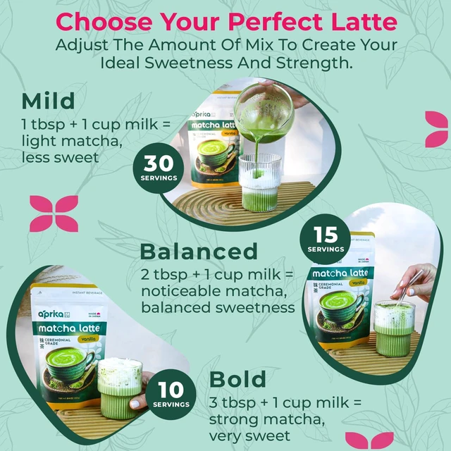 Alt view image 4 of 7 - AprikaLife Sweet Matcha Latte Mix - 1st Harvest Ceremonial Grade - 6.4 oz
Japanese Ceremonial Grade Matcha Latte Powder, Natural Vanilla Flavor. Mix with Milk for Hot & Iced Lattes. Barista Style.