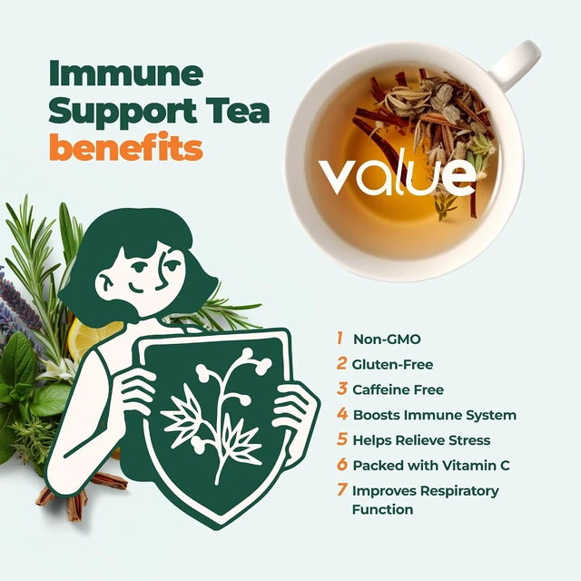 Alt view image 6 of 7 - Aprika Life Immune Support Tea with Soothing, Delicious Lemon Balm, Peppermint, Rose Hips, Chamomile, Lavender, Lemongrass. Rich in Vitamins & Antioxidants - 60 Bags