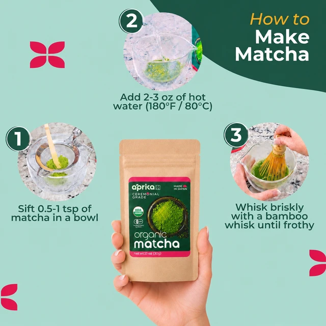 Alt view image 4 of 6 - Aprika Life Japanese Matcha & Hojicha Powder Set, 3-Pack, 30g Cafe Grade Matcha, 30g Ceremonial Matcha, 20g Hojicha Powder