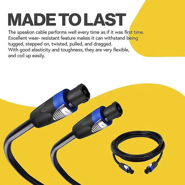 Alt view image 2 of 5 - BRENDAZ {2 Pack} SpeakOn to SpeakOn 12AWG (OFC) Pro Speaker Cable, Audio DJ Cord Speakon Cables with Twist Lock (25Feet)