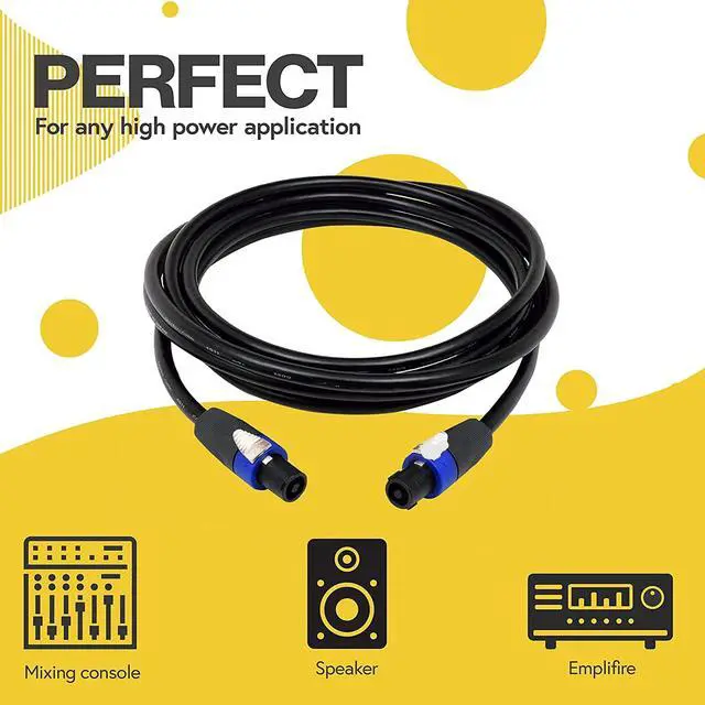 Alt view image 4 of 5 - BRENDAZ {2 Pack} SpeakOn to SpeakOn 12AWG (OFC) Pro Speaker Cable, Audio DJ Cord Speakon Cables with Twist Lock (25Feet)