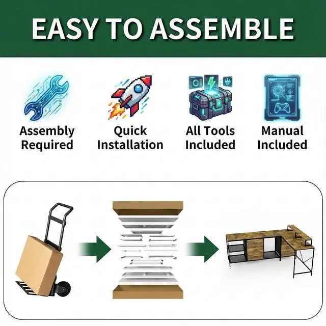 Alt view image 7 of 7 - Casheey 114" L-Shaped Gaming Desk with USB-C Charging Station, Large Dual-Person Computer Workstation with 6 Storage Drawers, 3 Shelves & Movable Monitor Risers - Rustic Brown