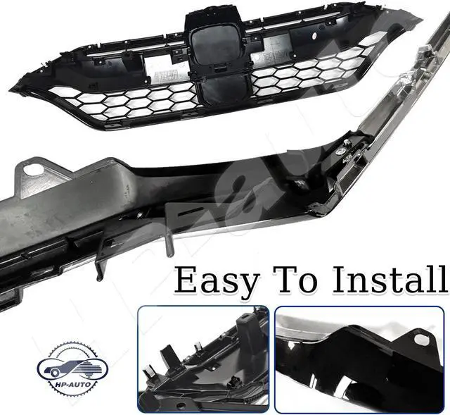 Alt view image 6 of 7 - Front Bumper Honeycomb Grille & Chrome Trim Decor Strip For 2020-2022 Honda CR-V