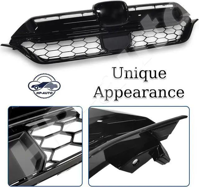 Alt view image 4 of 7 - Front Bumper Honeycomb Grille & Chrome Trim Decor Strip For 2020-2022 Honda CR-V
